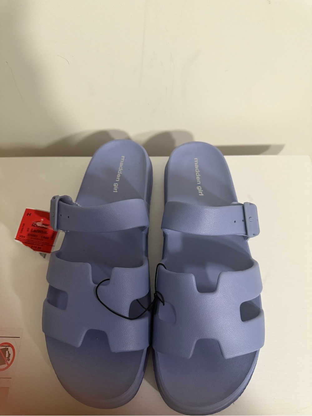Madden Girl Light Lavender Double Strap Slide Sandals